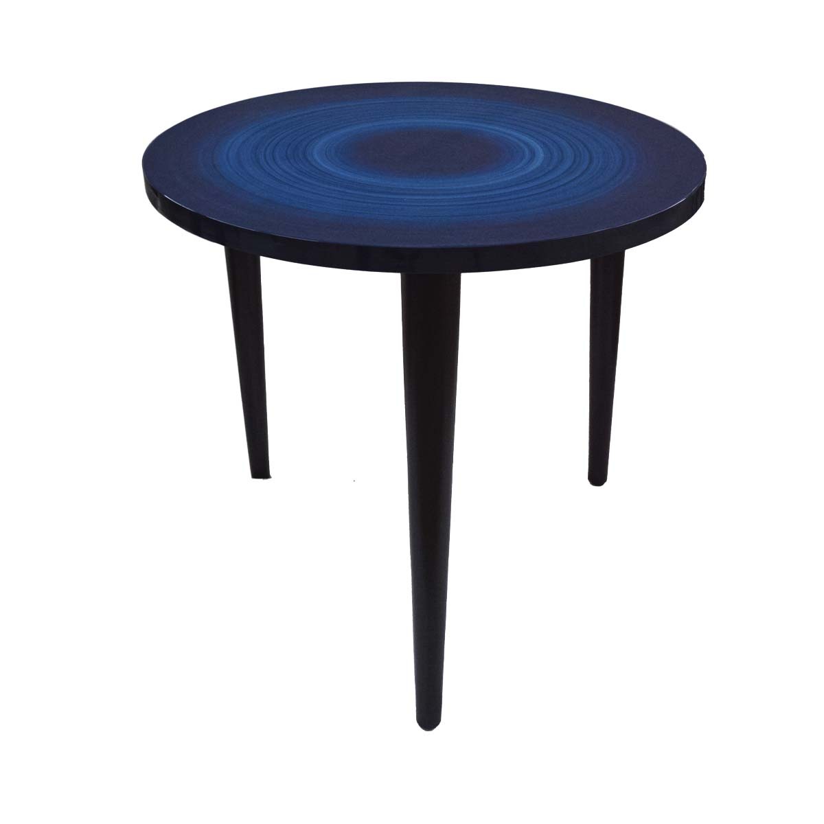 Mesa torneada azul pintada a mão