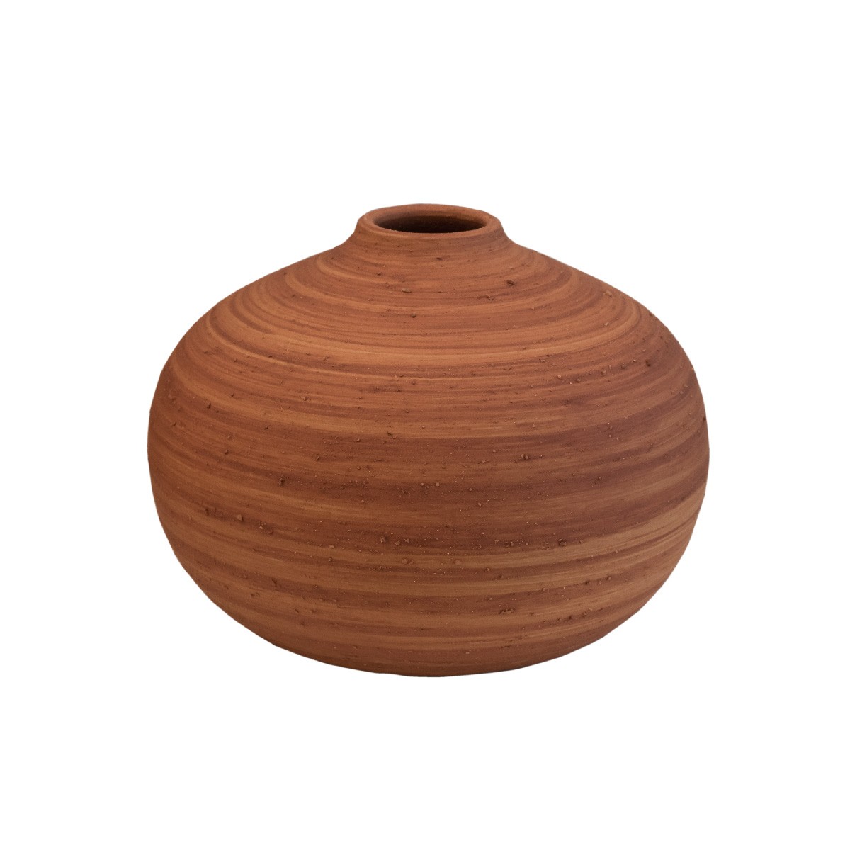 Vaso Bola De Cerâmica Texturizado Na Cor Laranja