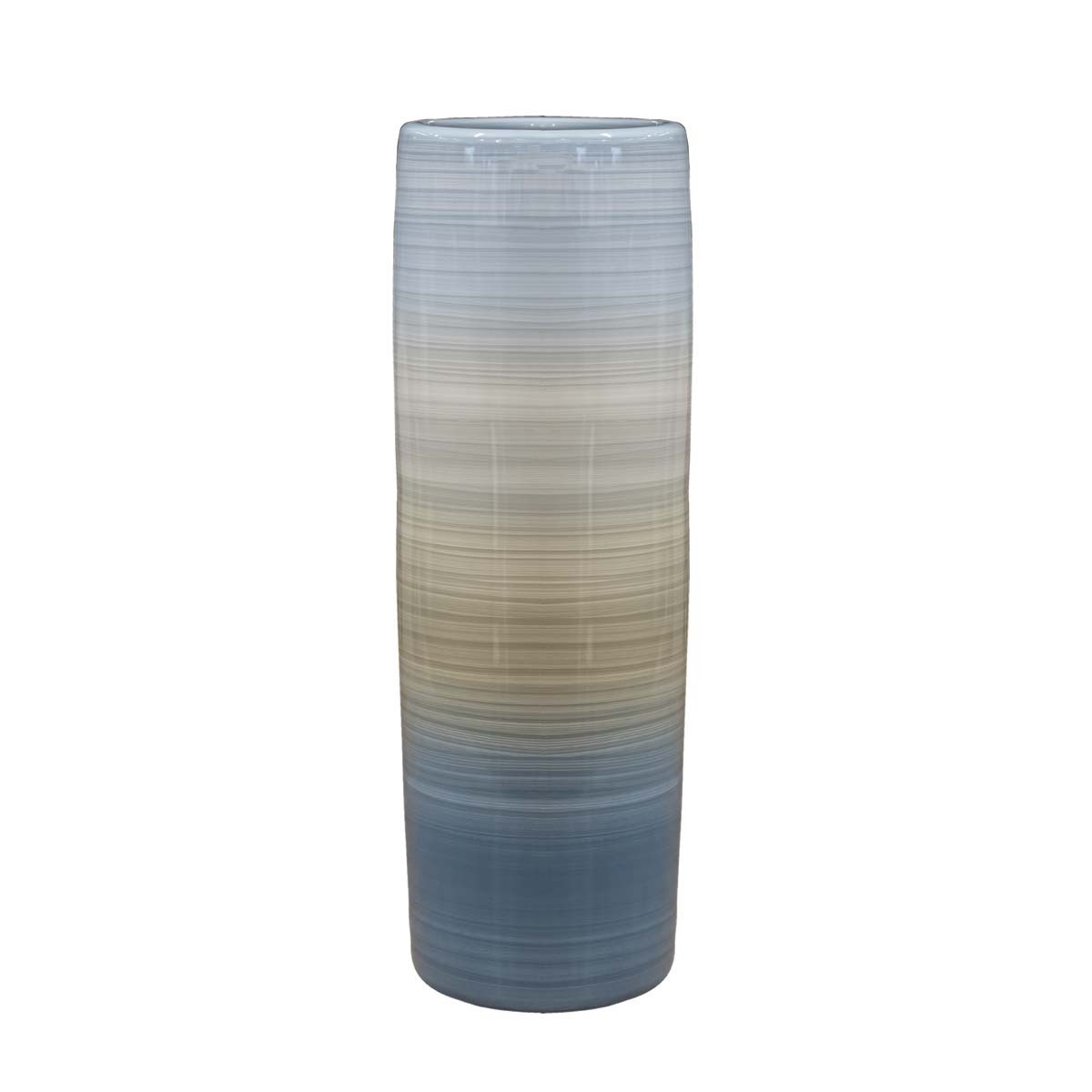 Vaso de cerâmica contemporâneo azul listrado