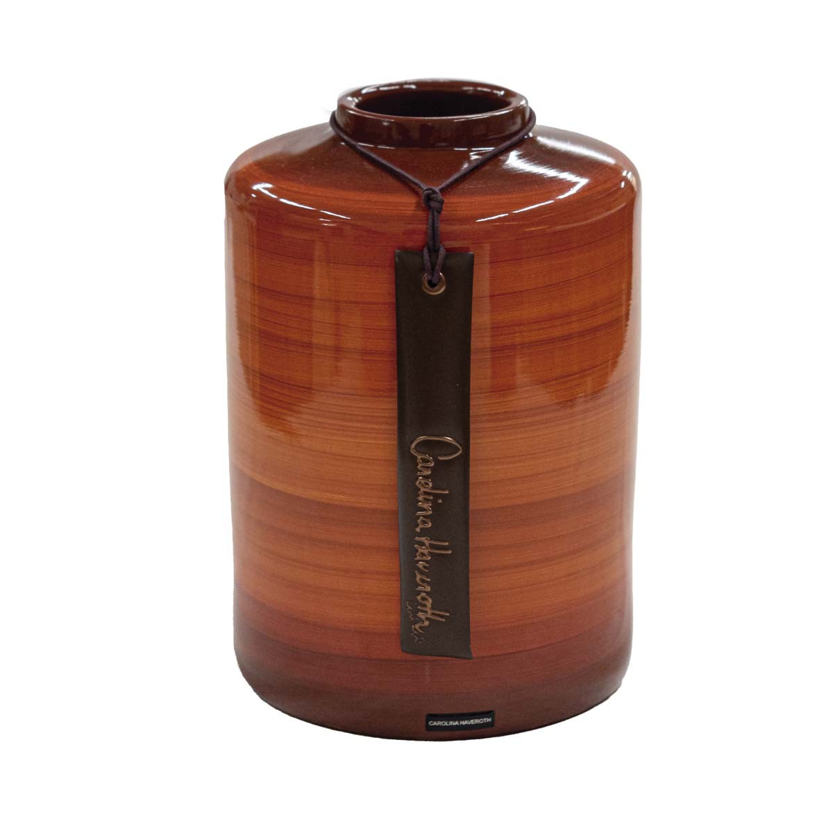 vaso de cerâmica contemporâneo verde listrado