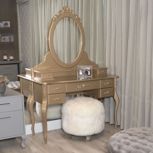 Penteadeira Clássica com espelho - Dourado Soleil