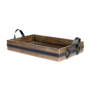 Bandeja Retangular M em Pinus - Alvejado Preto - Kourissimo Torino Preto