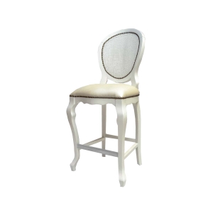 Banqueta Delicate Assento c/mola Encosto Palha - Branco