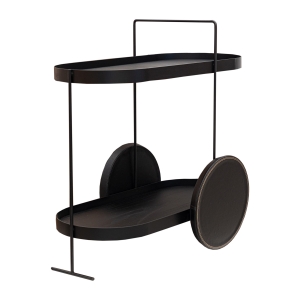 Carrinho Bar Art Deco Revestido - Preto c/ Tecido Kourissimo