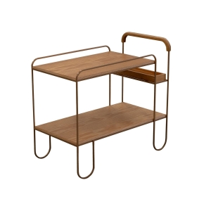 Carrinho de Bar Luminus - Mel Pinus com Detalhes Dourado Soleil