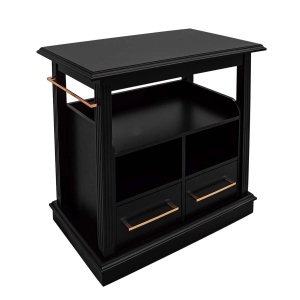 Carrinho de Chá/Bebidas com Rodízios e gavetas Chateau - Preto