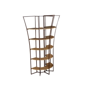 Estante Palm - Mel Pinus com Detalhes Marrom Metálico