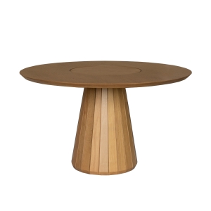 Mesa de Jantar Ripas com Disco Giratório - Carvalho Mel