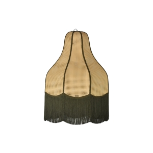 Luminária Charlote Média em Palha com Acabamento Verde