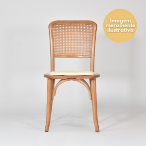 Cadeira Baronesa com Encosto em palha e Assento em Tecido - Mel Pinus