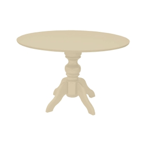 Mesa Munique Slim Redonda 1,20m - Off White com Lâmina Freijó