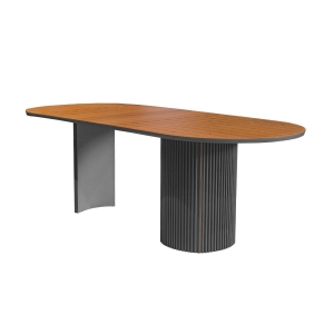Mesa de Jantar Miami Oval P - Preto com Lâmina Cinamomo