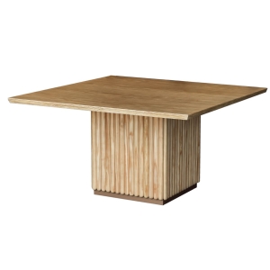 Mesa de Jantar Quadrada Village - Mel Pinus c/ Detalhes Dourado Soleil