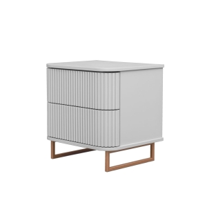 Mesa de Cabeceira Miami - Branco com Detalhes Dourado Soleil