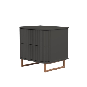 Mesa de Cabeceira Miami - Cinza Imperador com Detalhes Dourado Soleil