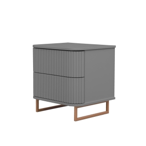 Mesa de Cabeceira Miami - Cinza Claire com Detalhes Dourado Soleil