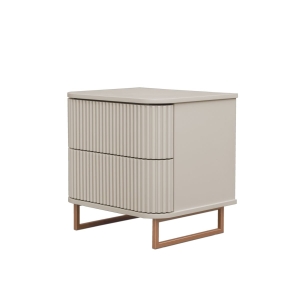 Mesa de Cabeceira Miami - Off White com Detalhes Dourado Soleil