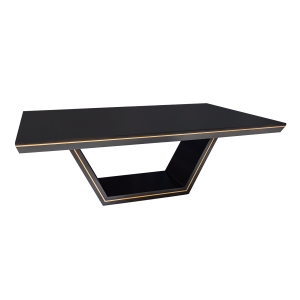 Mesa New Laville Retangular - Preto c/ Detalhes Dourado Soleil