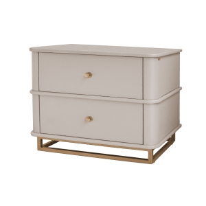 Mesa de Cabeceira Contemporânea Curve - Fendi Nouveau com Detalhes Dourado Soléil