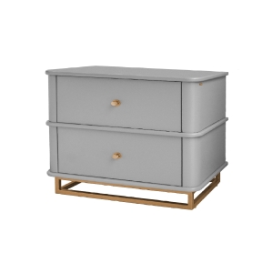 Mesa de Cabeceira Curve L60cm - cinza claire c/ detalhes dourado soleil