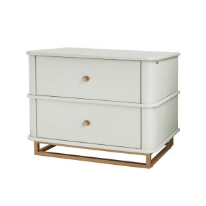 Mesa de Cabeceira Curve L60cm - off white com detalhes dourado soleil