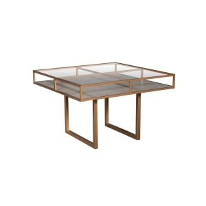 Mesa de Jantar Quadrada Luminus 120 cm - Fendi Nouveau c/ Detalhes Dourado Soleil
