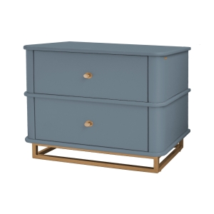 Mesa de Cabeceira Curve L60cm - blue c/ detalhes dourado soleil