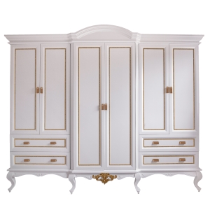 Guarda-Roupas Provençal Clássico Lavanda - Branco com Detalhes Dourado Soleil