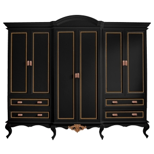 Guarda-Roupas Provençal Clássico Lavanda - Preto com Detalhes Dourado Soleil