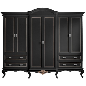 Guarda-Roupas Provençal Clássico Lavanda - Preto com Detalhes Fendi Lumiére