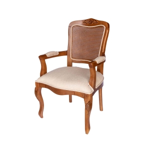 Cadeira Bourbon c/ Braço - Encosto com palha - Freijó