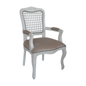 Cadeira Bourbon c/ Braço c/ Palha - Branco