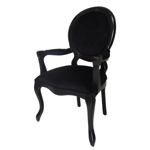 Cadeira Medalhão Adoriable c/ Braço - Preto
