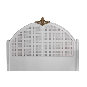 Cabeceira Solteiro Lavanda com Palha - Branco com Fendi Lumiére