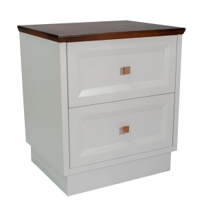 Mesa de Cabeceira Louvre - Branco com Tampo Vintage