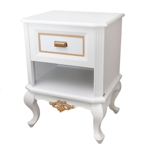 Mesa de Cabeceira Lavanda - Branco com Dourado Soléil
