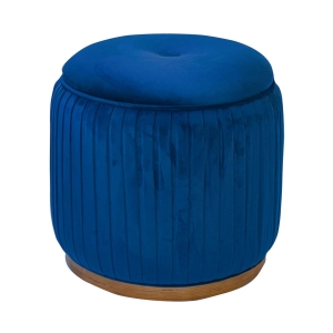 Puff Redondo Drapeado Estofado Nuni - Mel Pinus