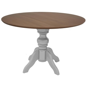 Mesa de Jantar Redonda Slim Munique - 4 Lugares - 1,20m - Branco com Tampo Freijó