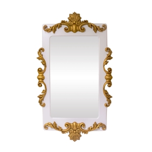 Espelho Lavanda Retangular Branco com Entalhes na cor Fendi Lumiere