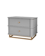 Mesa de Cabeceira Contemporânea Curve - Cinza Claire com Detalhes Dourado Soleil