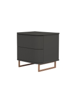 Mesa de Cabeceira Miami - Cinza Imperador com Detalhes Dourado Soleil