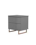 Mesa de Cabeceira Miami - Cinza Claire com Detalhes Dourado Soleil