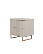 Mesa de Cabeceira Miami - Off White com Detalhes Dourado Soleil