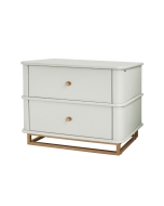 Mesa de Cabeceira Contemporânea Curve - Off White com Detalhes Dourado Soleil