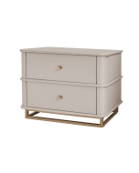 Mesa de Cabeceira Contemporânea Curve - Fendi Nouveau com Detalhes Dourado Soléil