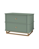 Mesa de Cabeceira Contemporânea Curve - Toscana com Detalhes Dourado Soléil