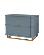 Mesa de Cabeceira Contemporânea Curve - Blue c/ Detalhes Dourado Soleil