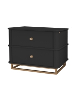 Mesa de Cabeceira Contemporânea Curve - Preto c/ Detalhes Dourado Soleil