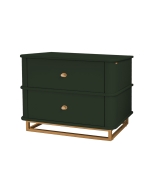 Mesa de Cabeceira Curve L60cm - verde oliva com detalhes dourado soleil