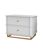 Mesa de Cabeceira Curve L60cm - branco c/ detalhes dourado soleil